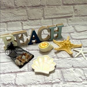 Coastal Beach Decor Set - Cream and Blue